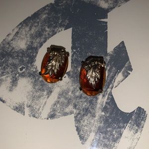 Vintage amber and gold earrings